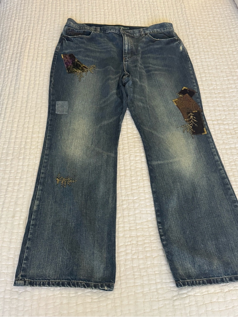 Ralph Lauren Lauren Jeans Co. Blue Denim Jeans with Leather Patch